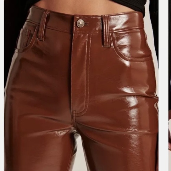 NWT Abercrombie & Fitch vegan leather 90s straight high rise curve love. Size 27 - Picture 3 of 11